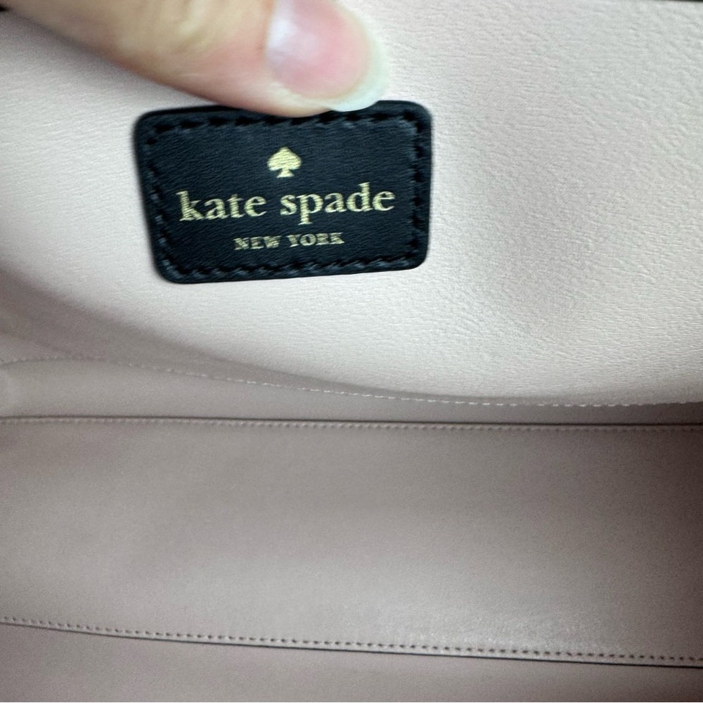 Kate Spade Black Pale Pink Leather Large Work Tote Bag 12x14 - Picture 16 of 16